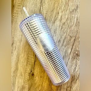 Starbucks Silver Grid Tumbler 2020 w/ Straw & Lid
